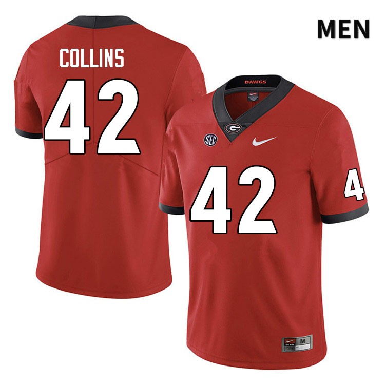 Georgia Bulldogs Men's Graham Collins #42 Red Anniversary Stitched College UGA Football Jersey 23VS017AK